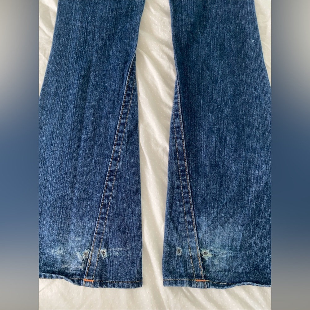True Religion Joey Godiva Jeans Embroidered Floral Wide Leg Vintage Womens 27 - Picture 3 of 10
